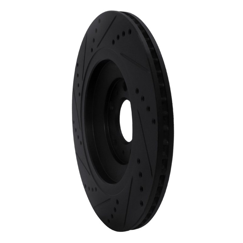 Audi A8 Brake Rotor (1) - Rear Right - R1 Concepts - Drilled & Slotted - Black - `04-`18